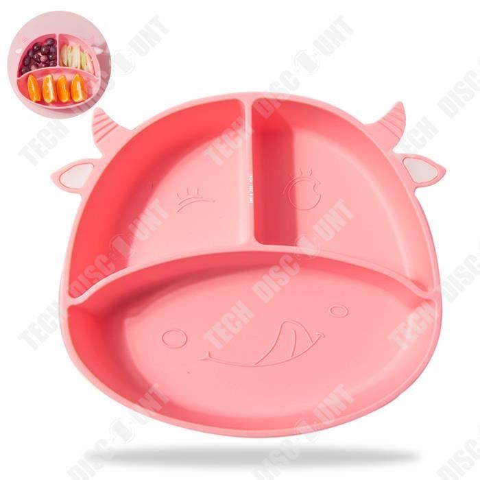Assiette De Sevrage Bébé Avec Ventouse - 3 Compartiments En Silicone, Sans BPA, Lavable Au Lave-vaisselle (fabriqué En Italie)