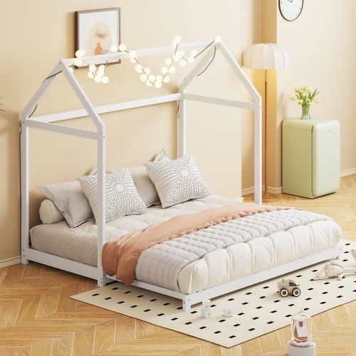 Moderne Lit enfant extensible,canapé-lit 90-180 x 190 cm,lit en bois massif avec sommier à lattes,blanc,adaptés à un appartement