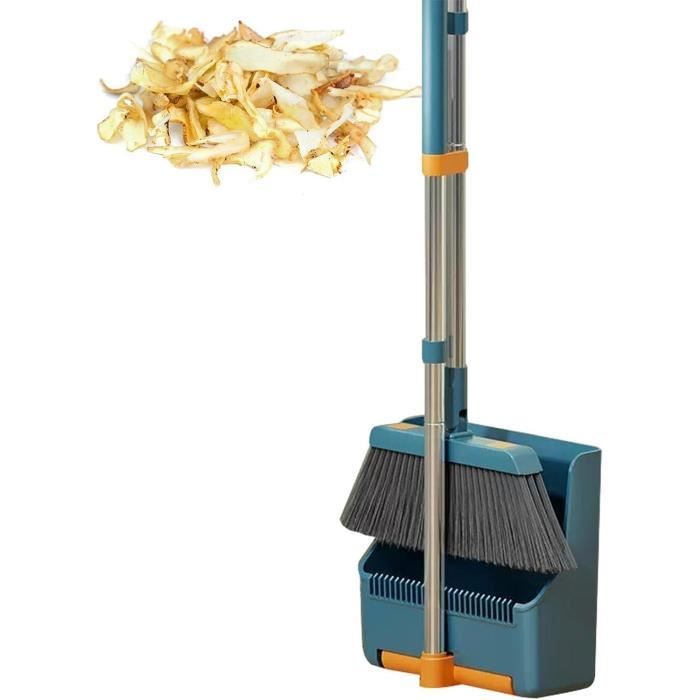 Balai Pliable 3 En 1 Avec Pelle - Longueur 124 Cm, Poils PET, Manche Acier Inoxydable, Pour Intérieur/extérieur