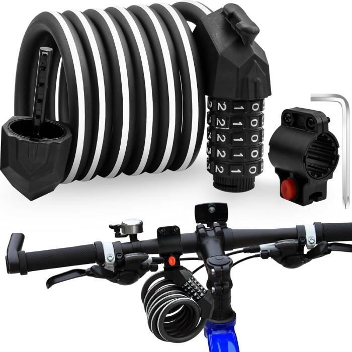 Antivol Cadenas à Câble 100 Cm Pour Trotinette Électrique - Câble Acier 14 Mm, Clé, Silicone, Anti-rayures