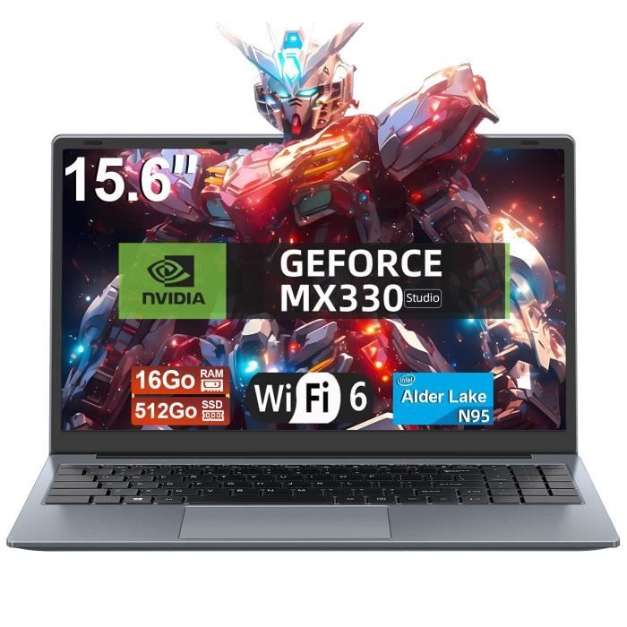 PC portable 156-NVIDIA MX330 Graphique-Intel Alder Lake N95(jusquà 34GHz)-16Go DDR4 RAM 512 Go SSD -Ordinateur Portable AZERTY