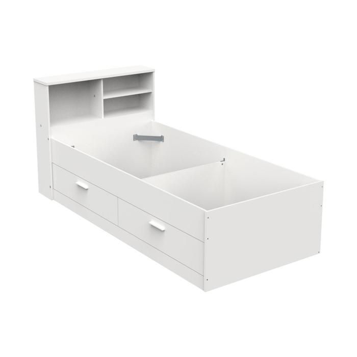 Canapé-Lit 90x190 Cm ZZINOKE - Cadre Métallique Avec Rangement, Sommier à Lattes - Pour Salon, Chambre Ou Chambre D'Amis (Noir)