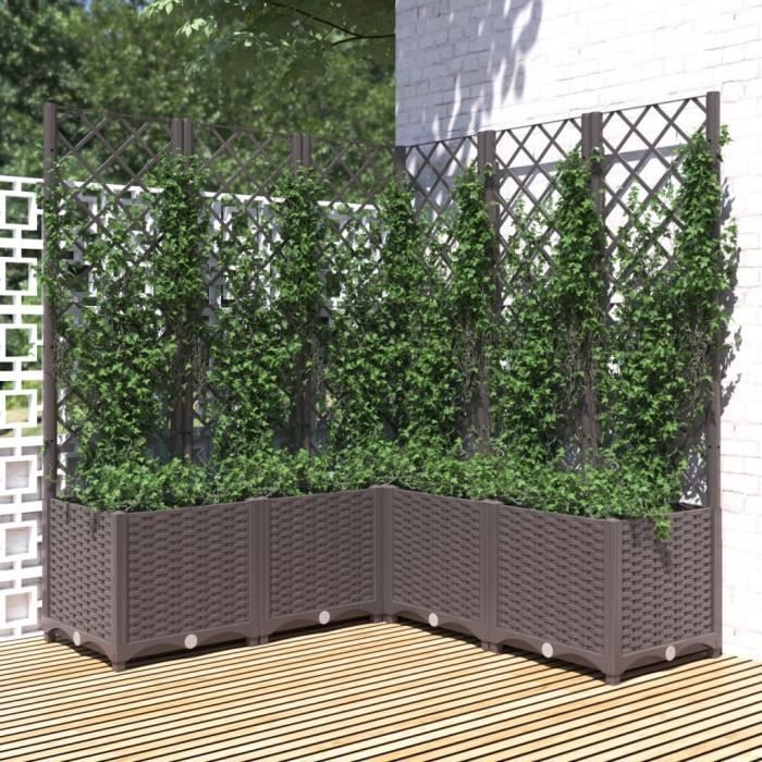 Vidaxl Jardinière avec treillis Marron - vue 6