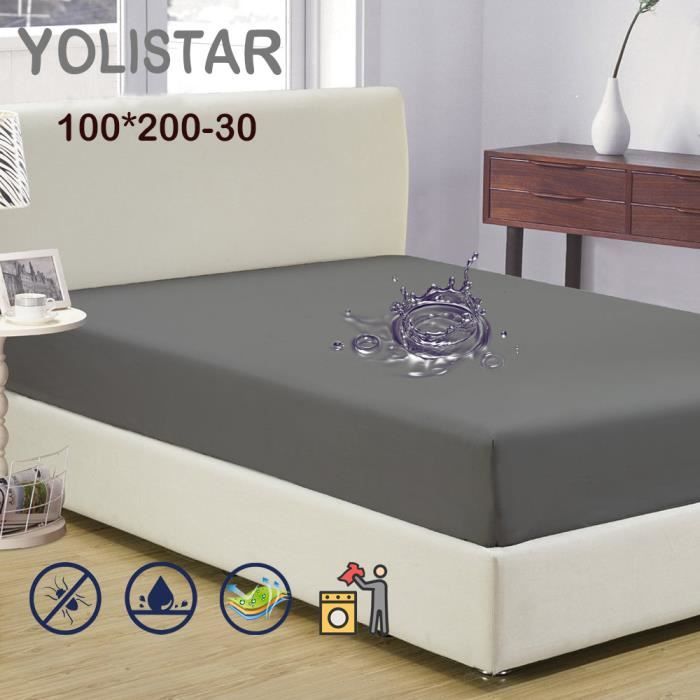 Yolistar Protege Matelas 100x200 30cm Alese Impermeable Et Micro Respirante Souple Et Silencieux Gris Cdiscount Maison