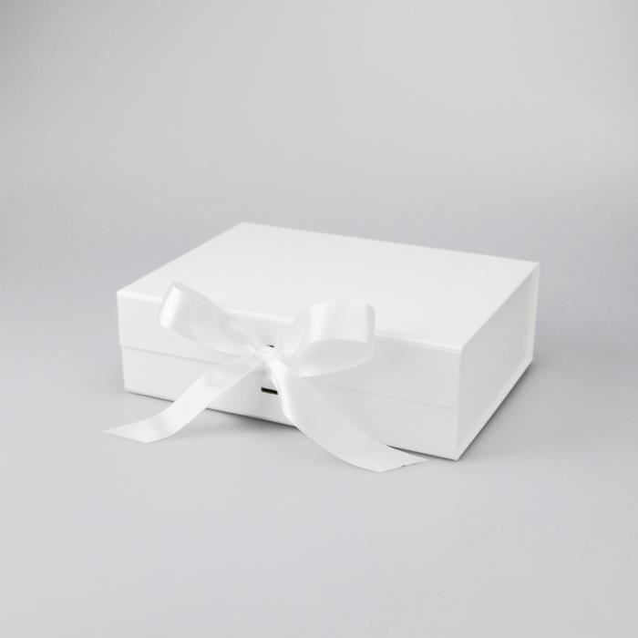 Boîte Cadeau Magnétique Blanche 21x17x7 Cm - Avec Ruban - Réutilisable - Pour Mariage, Anniversaire, Noël