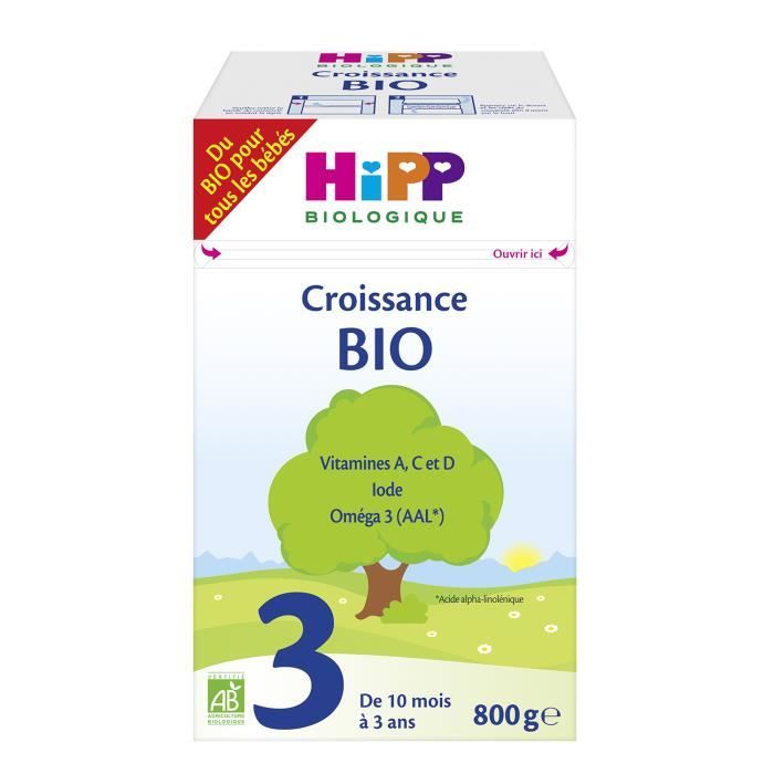HIPP BIOLOGIQUE Croissance Lait en poudre 3ème âge - Bio - 800 g