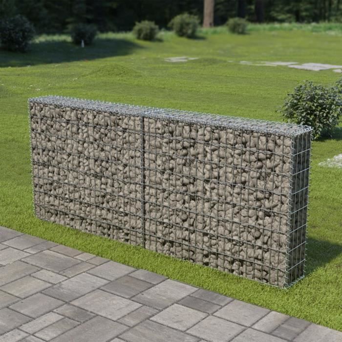 VidaXL Mur à gabion avec couvercles Acier galvanisé 200 x 20 x 85 cm