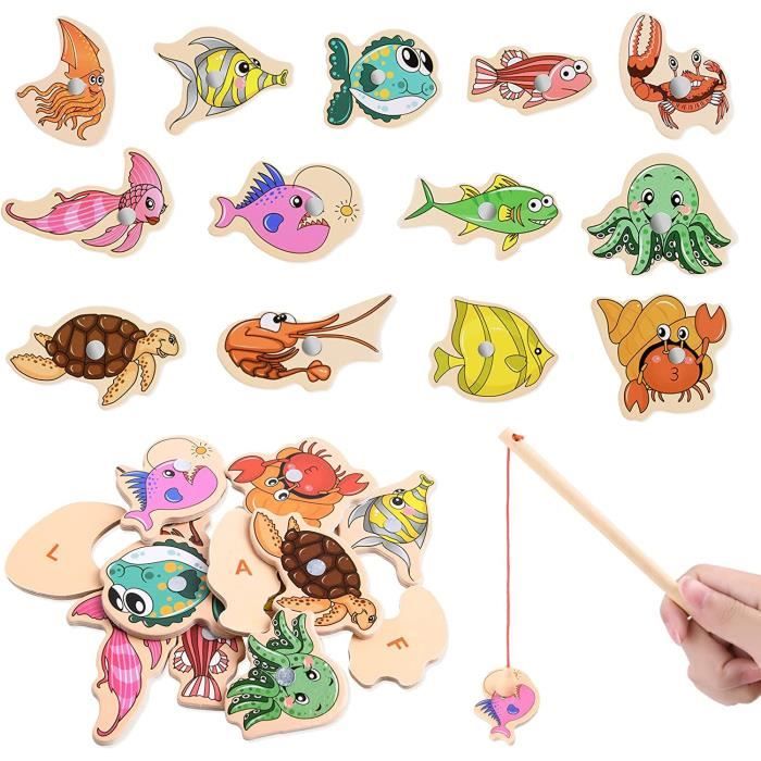 TOP BRIGHT Jeu de pêche magnétique pour enfants avec 2 cannes à pêche, jouet de pêche TOP BRIGHT Jeu de pêche magnétique pour enfants avec 2 cannes à pêche, jouet de pêche