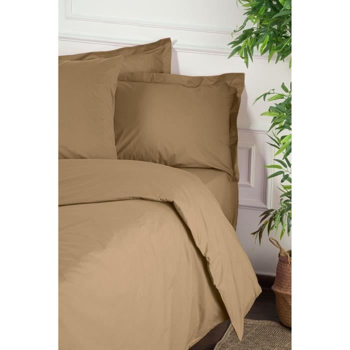 Michorinee Housse de Couette 220x240 Marron Parure de Lit 2 Personnes en Microfibre avec Fermeture Éclair, Parure Housse Couette Adulte Couleur Unie avec 2 Taie d'oreiller 65x65 cm