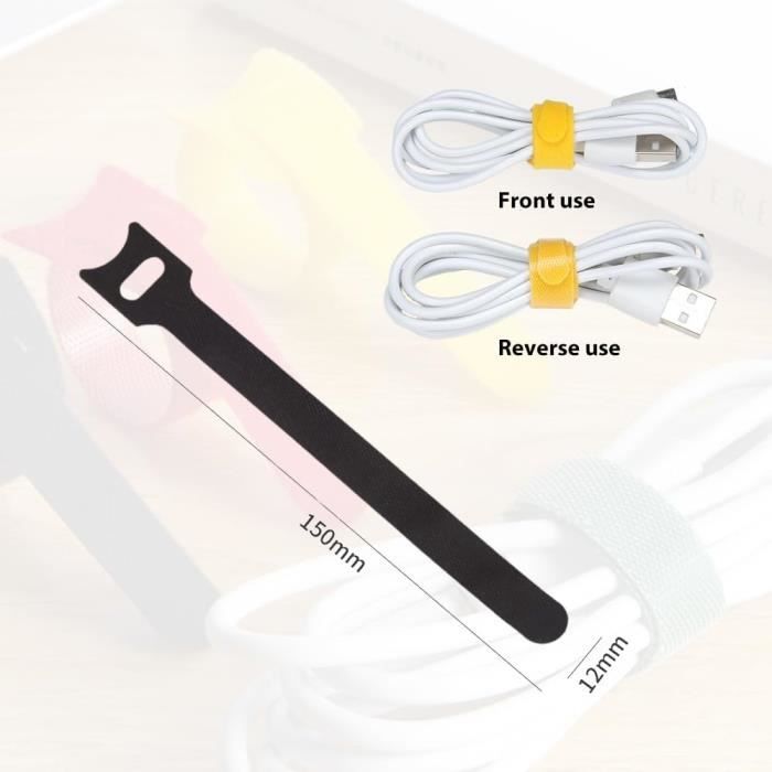 Sangles Réutilisables En Scratch 5m X 2cm - Attaches Ajustables Pour Câbles, Tuyaux, Cordes - Lot Avec 25 Boucles, Coupe Libre - Nylon Résistant 10kg
