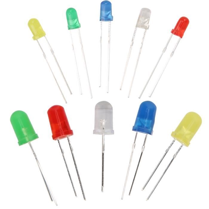 300PCS 3mm 5mm Kit de diodes électroluminescentes LED Jaune - Vert - Bleu -  Rouge - Blanc-ALI - Cdiscount Bricolage