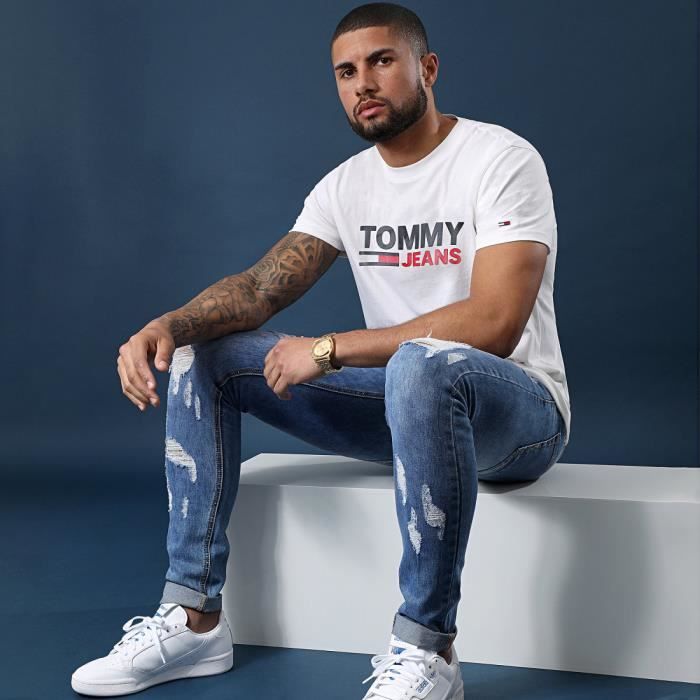 T SHIRT TOMMY HILFIGER Homme BLANC Cdiscount Pr t Porter