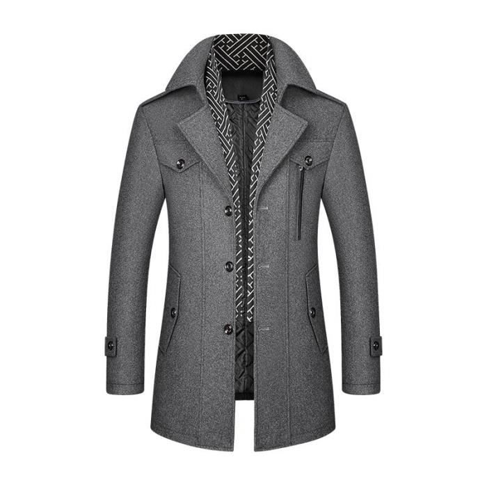Manteau caban Trench Coat en laine pour Homme coupe vent coupe vent Manteau en cachemire avec col echarpe paon no Black E4589 Blanc Cdiscount Pret a Porter