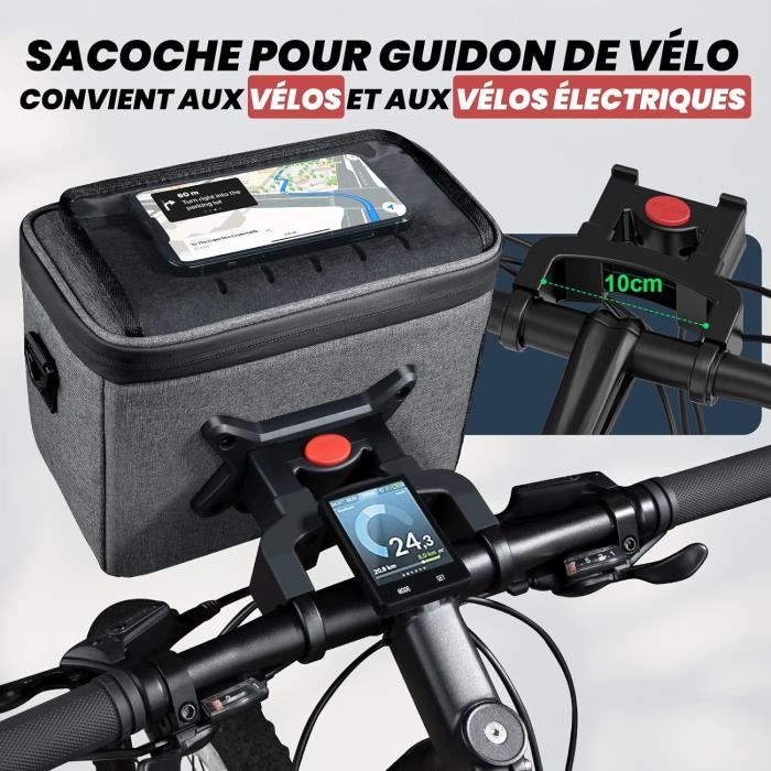 Sacoche guidon avec adaptateur pour velos et velos electriques 5L panier avant support telephone etanche porte sac scooter VTT 207 Cdiscount Sport