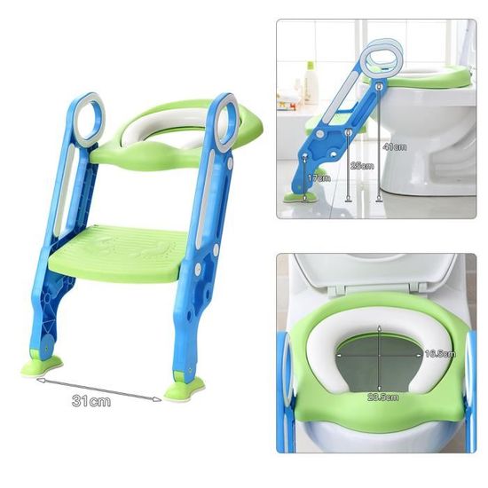 HTRTRR Réducteur De WC Avec Échelle Réglable Pliable - Siège Toilette Enfant Gris Pour Toilettes V U O