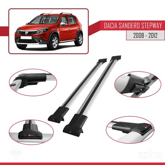 Barres De Toit Pour Dacia Sandero Stepway 2 (2012-2020) - 2 Barres Aluminium Gris - 9