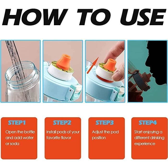 Générique Gourde Sport, Avec Lot De 7 Capsules Aromatiques Pour Bouteille Deau Pods Parfumes Pour Eau Aromatique 0 Sucre Sans Bpa Bouteille Deau Etanche Pour Gym Bureau Course A Pieddegrade B 89917693