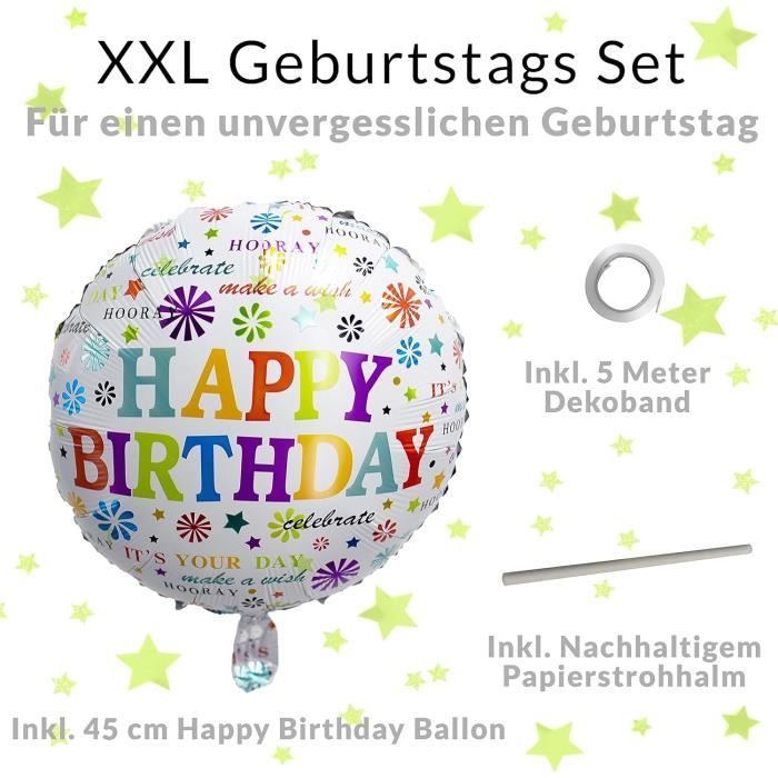 Ballon Anniversaire 18 Ans • Xxl Ballon Géant Set 101Cm + 45 Cm Ballon + 5M  Ruban Décoration • Ballon 18 Ans • Adapté À L'Hé[u16435] - Cdiscount Maison