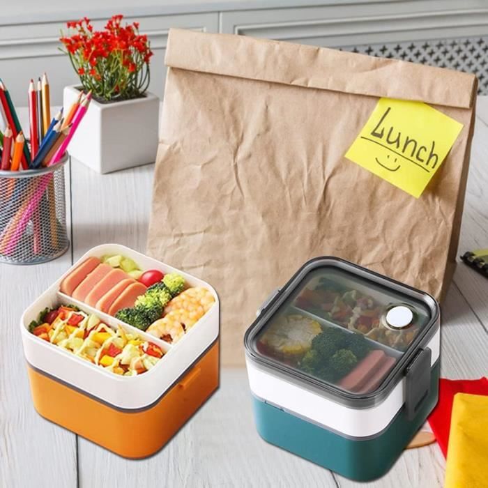 Boîte à lunch simple à double couche, compartiment portable, boîte