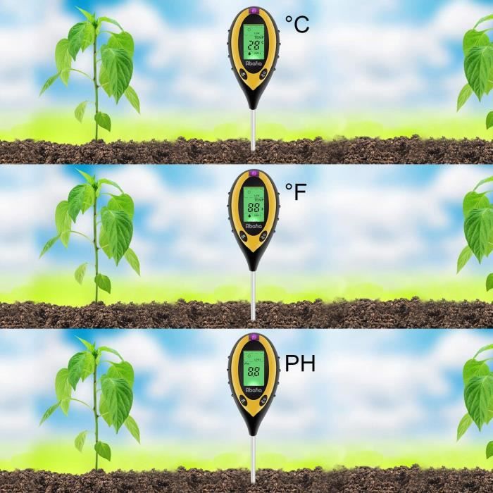4 en 1 pH Testeur de Sol pH d'humidité Température Lumineuse Metre