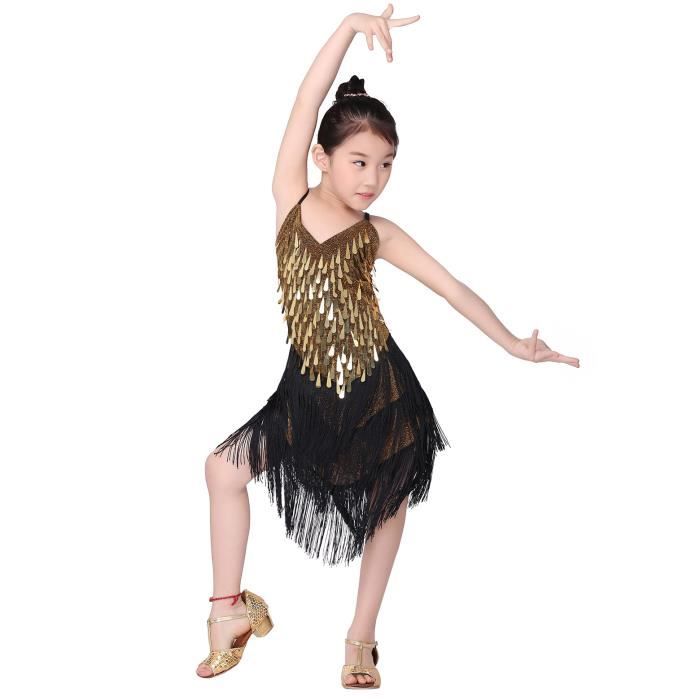 Jupe Danse Latine Enfant Fille - Tutu à Volants En Soie De Lait Pour Ballet, Tango Ou Spectacle