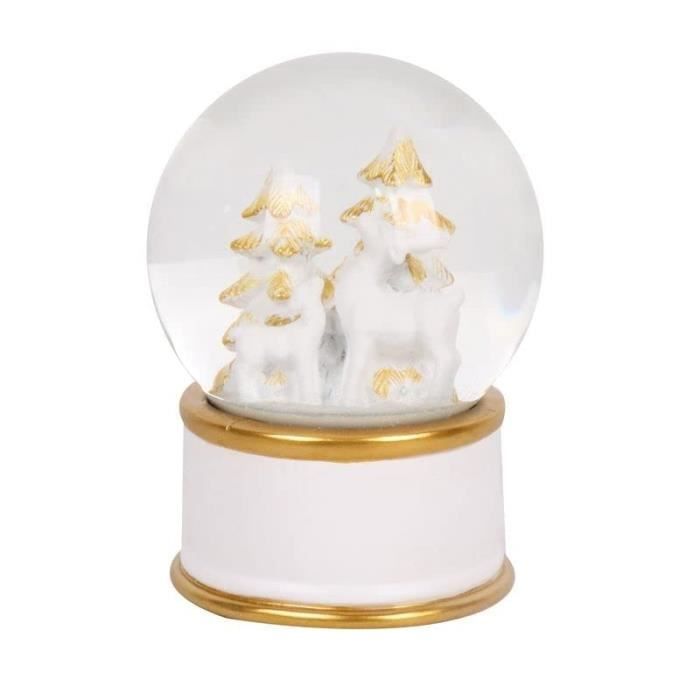 Boule à neige de Noël avec arbres enneigés, ornement de Noël en résine 