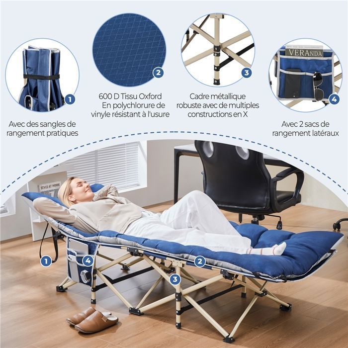 Lit De Camp Pliable Avec Matelas, Pochette Et Sac De Transport, Cadre Lit De Camp Pliable Avec Matelas, Pochette Et Sac De Transport, Cadre