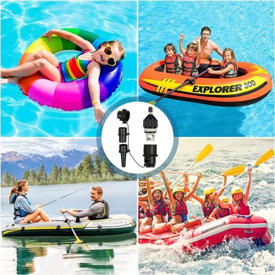 Accessoire Sports Nautiques Kit Adaptateur Pompe SUP - 7 Buses, Tuyau 1m Pour Canoë Gonflable Tuyau Air 1m étanche