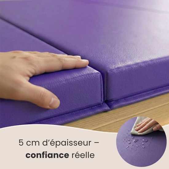 Eyepower Tapis De Gymnastique Épais 5cm Pliable 180x120 Cm - Tapis Pilates Fitness Sport, Matelas Enfant Adulte, Intérieur Extérieur