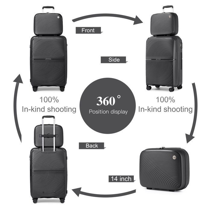 Ensemble de valises à roulettes - vidaXL - Argenté - 4 pièces - Coque rigide - Cadenas TSA