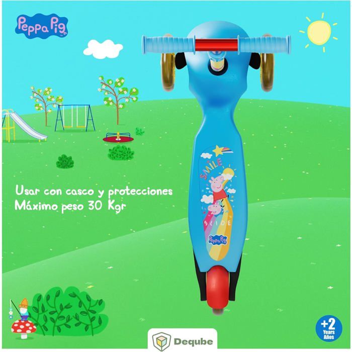 DEQUBE Patinete De 3 Ruedas - Trottinette Enfant 3 Roues Pliable avec Lumières LED, Réglable