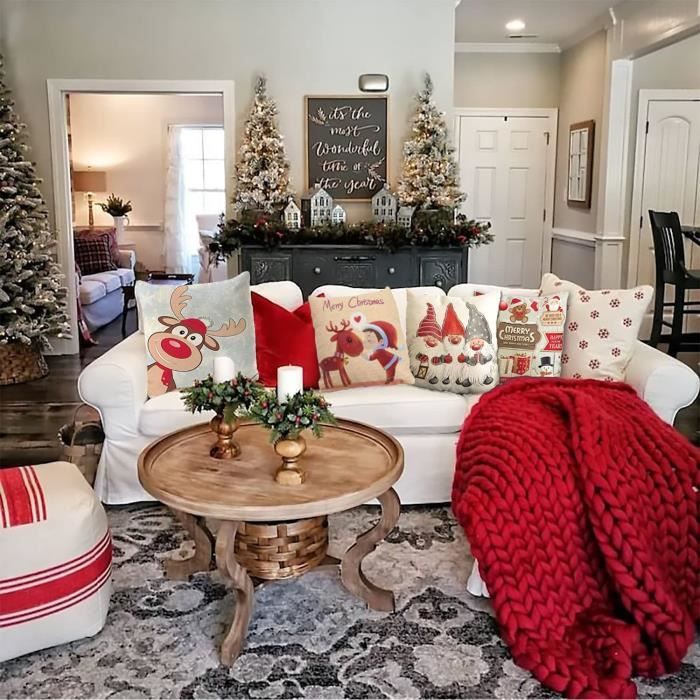 Smilyard Housses De Coussin Avec Motif De Sapin De Noël Et De Noël