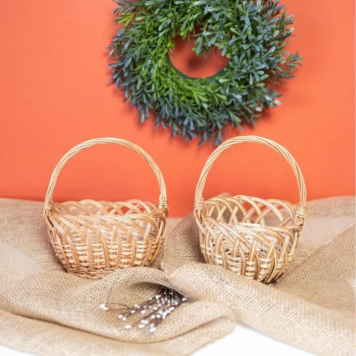 8 Mini Paniers En Rotin Marron 6x4x3cm - Décoration Bohème Et DIY