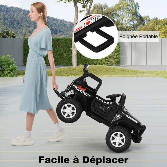 Voiture Electrique Enfants DREAMADE 2 Places Telecommande Parentale Musique Lumieres Vitesse Haute Basse Ports USB et AUX