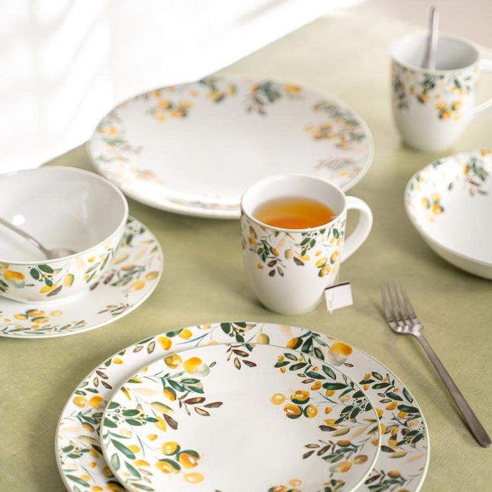 Assiette à Dessert Memento Table – Céramique Italienne Peinte à La Main, Diamètre 20 Cm, Citron Vert