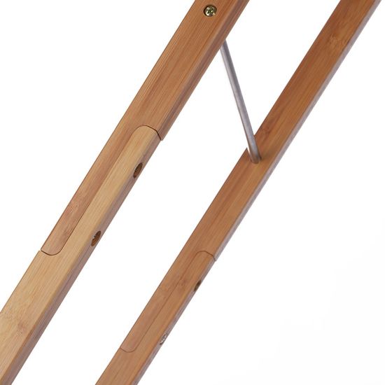 Échelle Porte-Serviettes 5 Barres - Bambou Et Fer, Blanc/Nature - 164 Cm De Haut - Pour Salle De Bain, Chambre - Sans Perçage