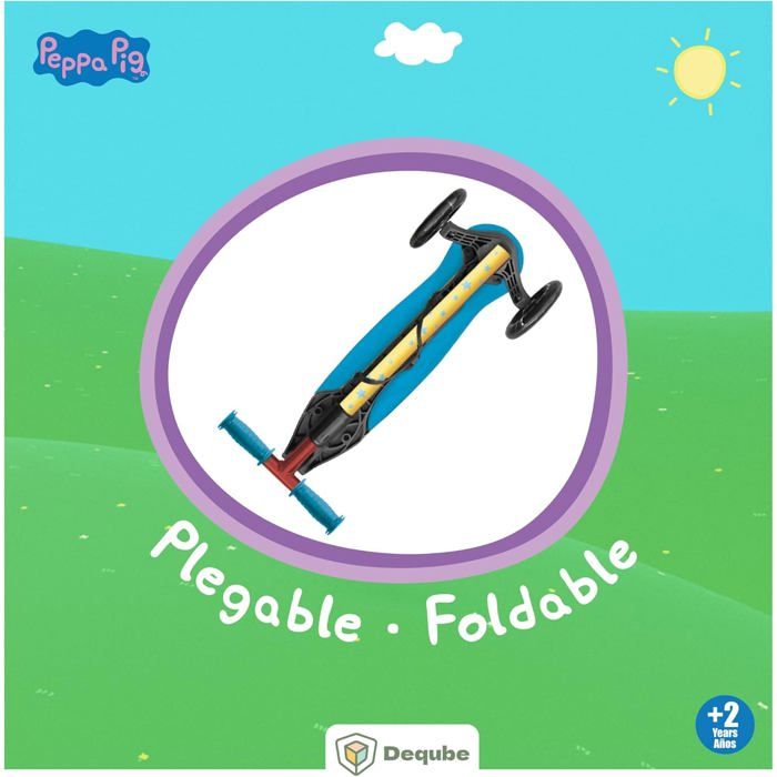 DeQUBE 914D00189 Trottinette pour Enfant Peppa Pig 3 Roues réglable avec Roues LED et Frein arrière DeQUBE 914D00189 Trottinette pour Enfant Peppa Pig 3 Roues réglable avec Roues LED et Frein arrière
