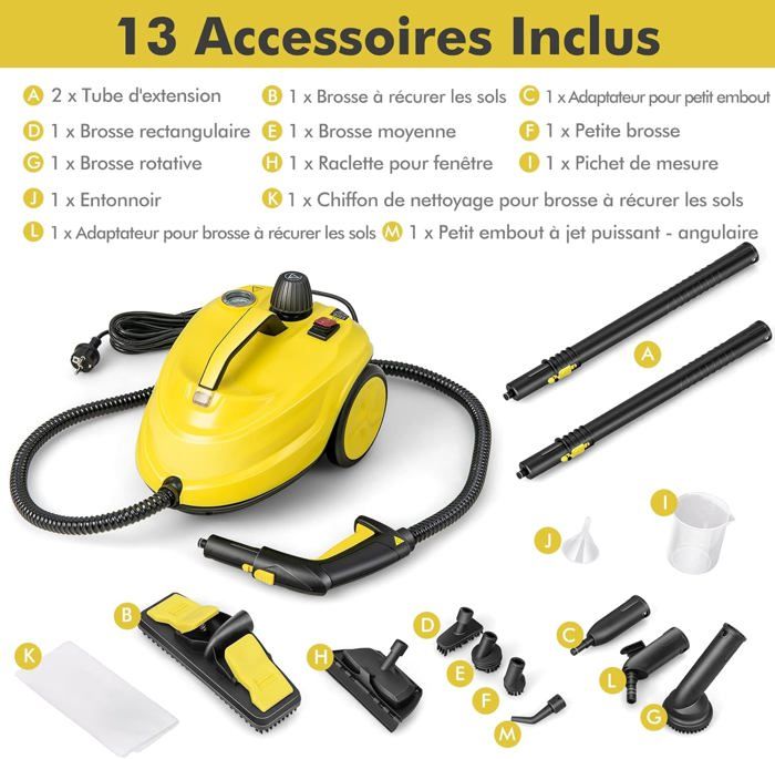 GOPLUS Nettoyeur Vapeur 2000W avec Rservoir 1,8L, 13 Accessoires, Pression  5 Bar, Balai Vapeur pour Tapis, Fentre, Verre & Rideau - Cdiscount  Electromnager