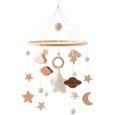 Mobile bébé musical en bois - Marque - Modèle - Étoile et lune en bois - Style nordique - Blanc-0