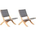 Lot de 2 fauteuils de jardin VERONE en bois d'acacia FSC et corde - coloris gris-0
