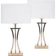 BRUBAKER Set de 2 lampes de table ou de chevet Golden Column - Lampe de table en métal vintage - 50 cm de haut, Blanc d'or-0