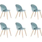 BenyLed Lot de 6 Chaises de Salle à Manger Rembourrées Avec Dossier en Velours Doux et Pieds en Métal de Style Bois(Vert)