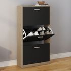 IDMARKET Meuble à chaussures 18 paires KLARK imitation hêtre 3 portes noires