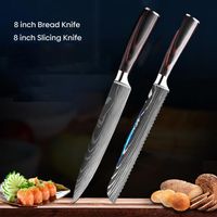 Couteaux de Cuisine 2pcs,Couteau Japonais en Acier Inoxydable,Couteau à pain 20.5cm,Couteaux éplucher 20 cm