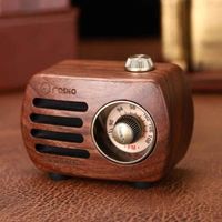 Mini Haut-Parleur Bluetooth Rétro et Radio-FM R818-A/C - R818-A - Bois de Noyer