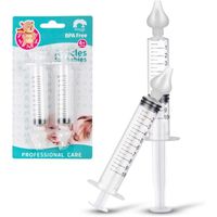 Mouche bebe seringue, 2 pièces de seringues professionnelles Irrigateur nasal pour bébé Dispositif avec embout d'aspiration nasale