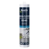 Mastic d'Etanchéité Bain & Cuisine en Silicone BOSTIK S545 Tous Supports - Anti-moisissures - Blanc - Cartouche 300 ml