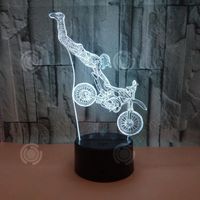 INN® Stunt moto 3D  lumière  siège  noir  coloré  tactile  télécommande LED lumière visuelle acrylique cadeau 3D petite lampe de tab