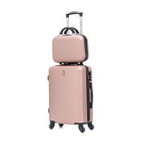 CELIMS FRANCE - Valise Cabine 55x35x25 Easyjet avec Vanity Week-End | Valise Cabine 55cm | Valise ABS | Cadenas Intégrée | Rose