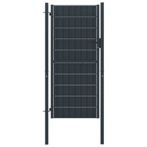 PORTAIL - PORTILLON Porte de jardin MVS - Portail de clôture PVC et acier 100x124 cm Anthracite ,21,45 Kg
